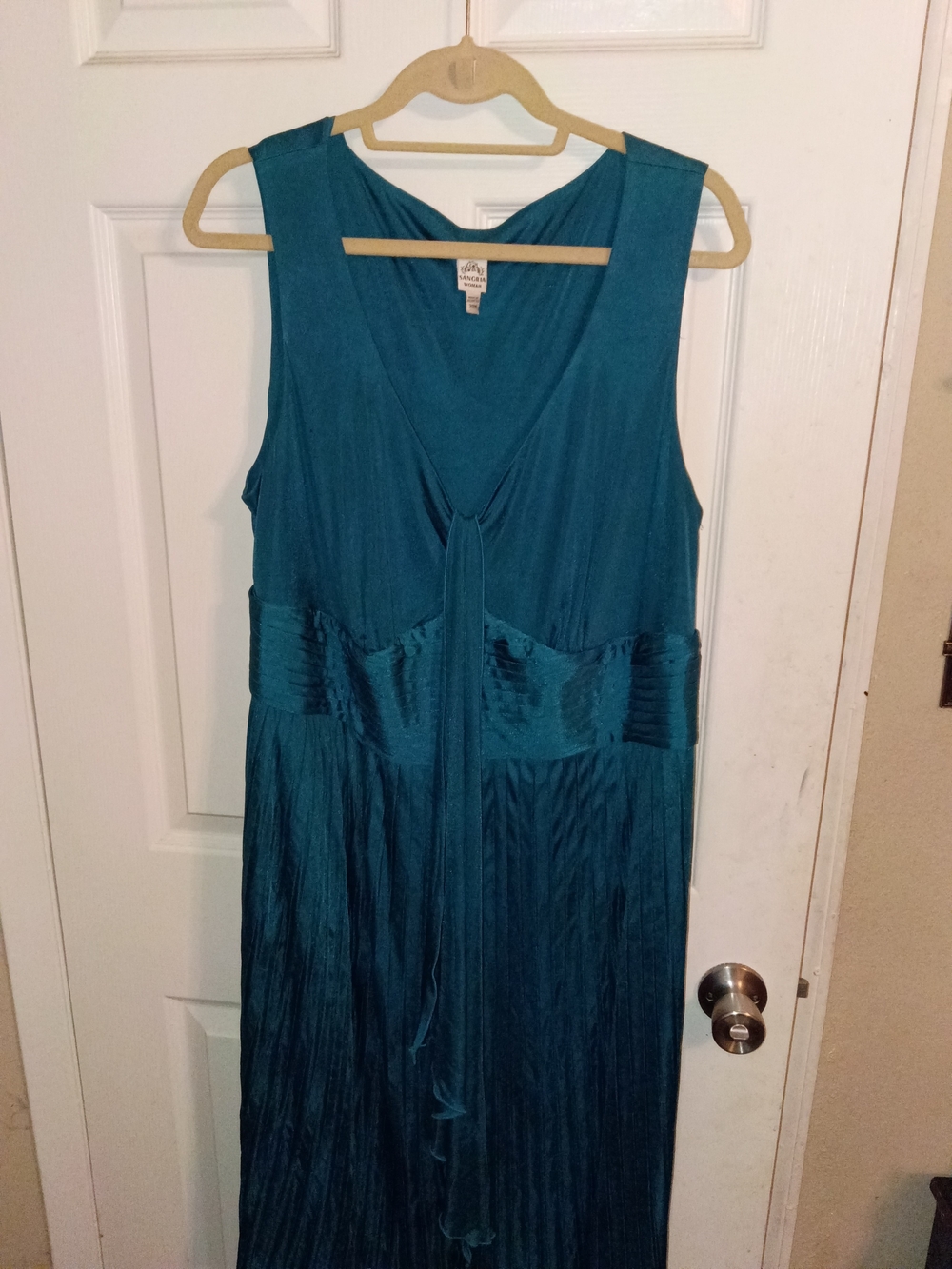 Sleeveless Teal Midi Dress with Waist Tie